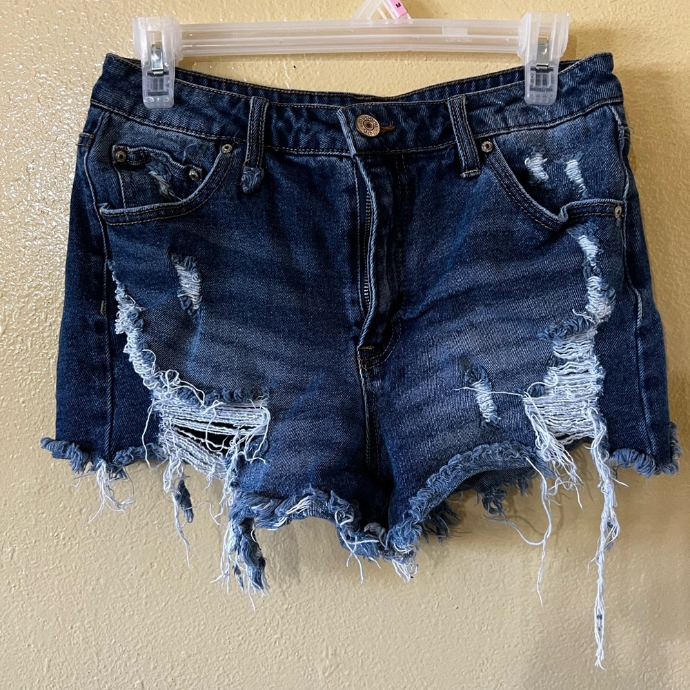 Madden Girl Dark Blue Distressed Jean Shorts